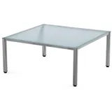 Rocada Schreibtisch Executive BxTxH 120x120x73cm Gestell verchromt Platte Glas satiniert.