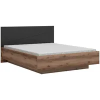 MID.YOU Bett Forn ca. 160x200 cm Schwarz/Eiche