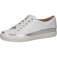 CAPRICE Damen Sneaker flach aus Leder mit Schnürsenkeln, Weiß (White Comb), 42 EU