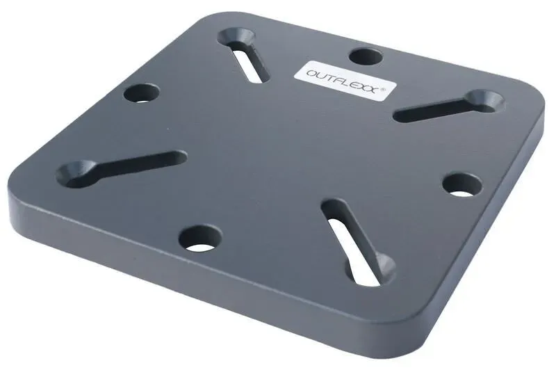 OUTFLEXX Adapterplatte für Schirmständer und Bodenanker, anthrazit, Alu, 16x16x1,5cm, Lochabstand 64-113mm