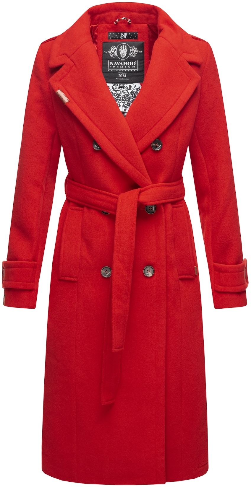 NAVAHOO Damen edler Wintermantel Trenchcoat in Wollmantel-Optik Arnaa