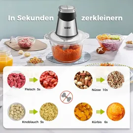 yashe Elektrischer Zerkleinerer 1,8L+2L Schwarz/edelstahl