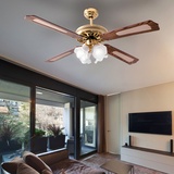 V-Tac Deckenventilator Ventilatorleuchte Wohnzimmer Lüfter Sommer Winter Ventilator Decke, Glas opal, MDF, 4x E27 Fassungen, D 132 cm