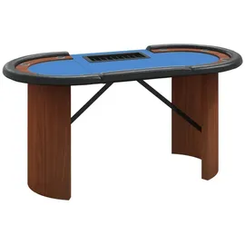 vidaXL - Pokertisch 10 Spieler Mit Chipablage Blau 160x80x75 Cm