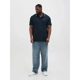 Jack & Jones PlusSize Poloshirt "JJEAUSTIN POLO SS NOOS PLS", Herren, Gr. 6XL, blau (sky captain detail:play), Jersey, Obermaterial: 58% Polyester, 40% Baumwolle, 2% Elasthan, JACK & JONES PLUSSIZE, unifarben, regular fit normal, Shirts, mit Polokragen