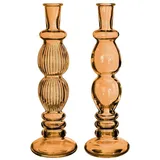 NaDeco Glasvase 'Florence' 2er Set - Farben und Größen wählbar | Kerzenvase | Bunte Glasvasen | Deko Vasen | Ausgefallene Deko Vasen | Farbige Glasvasen, Farbe:Orange, Größe:h.28 Ø9