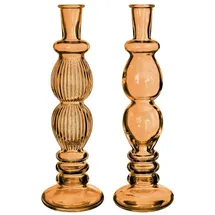 NaDeco Glasvase 'Florence' 2er Set - Farben und Größen wählbar | Kerzenvase | Bunte Glasvasen | Deko Vasen | Ausgefallene Deko Vasen | Farbige Glasvasen, Farbe:Orange, Größe:h.28 Ø9