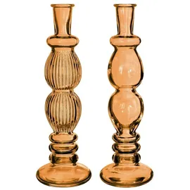 NaDeco Glasvase 'Florence' 2er Set - Farben und Größen wählbar | Kerzenvase | Bunte Glasvasen | Deko Vasen | Ausgefallene Deko Vasen | Farbige Glasvasen, Farbe:Orange, Größe:h.28 Ø9