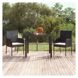 vidaXL Gartentisch mit Glasplatte Schwarz 90x90x75 cm Poly Rattan