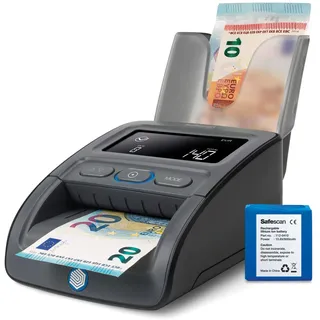Safescan 155-S Complete autom. Geldscheinprüfer zur schnellen Überprüfung von Geldscheinen - Falschgeldprüfgerät mit 7-facher Echtheitsprüfung - 100% genaues Prüfgerät inkl. Akku & Banknotenstapler
