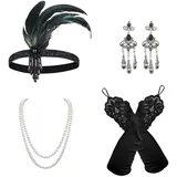 VIKSAUN 5 Stück 1920er Accessoires Damen 1920s Kostüm Damen Flapper Accessoires Set, 20er Jahre Accessoires Gatsby Accessoires Damen, Fashion Roaring 20's Theme Set, Flapper Accessoires (5 Stück)