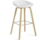 HAY - About A Stool AAS 32 H 75 cm, Eiche lackiert / Edelstahl / white 2.0 (Kunststoffgleiter)