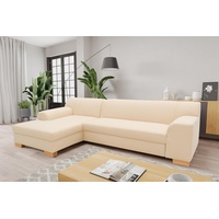 DOMO. Collection Ecksofa Tinos, L-Sofa, Eckcouch mit Schlaffunktion, Schlafsofa Couch, L-form, 273 x 157 cm in beige