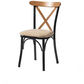 JV Möbel Lehnstuhl Edelstahl braun