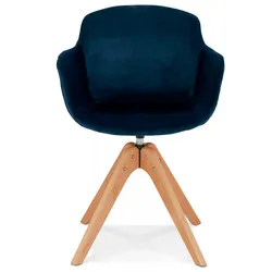 Armlehnstuhl aus Holz und Samt  Esszimmerstuhl mit Komfort Polsterung  Bürostuhl mit Armlehnen  Vintage Stil  59x54x80 cm  Kadima Design