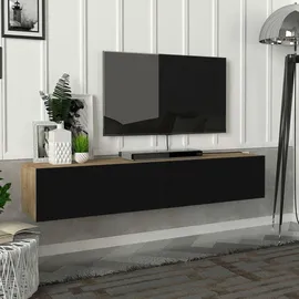 [en.casa] Toivakka Fernsehschrank Lowboard 135x31x25cm Schwarz Holz