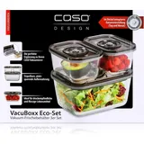 CASO Design Vakuum-Frischebehälter rechteckig schwarz 14,5 x 20 x 9,5 cm 1,5 l 3-teiliges Set