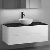neoro n50 Unterschrank B: 120 cm mit 2 Auszügen, Waschtisch Ø 45 cm weiß matt, B: 120.5 BN0106WM+BN0424WH+BN0404C2