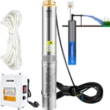 Vevor 4" Tiefbrunnenpumpe 1100W Brunnenpumpe 190L/min Tauchpumpe max. Förderhöhe 57m Rohrpumpe 230V 50Hz Sandpumpe IP68 Wasserpumpe 0-40°C Pumpe Ideal zur Bewässerung Wasser-Versorgung Entwässerung