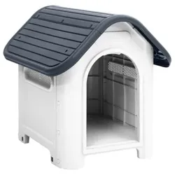 VidaXL Hundehütte 59x75x66cm Polypropylen Hundehaus grau