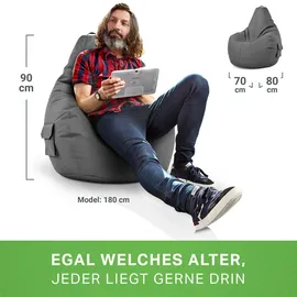 Green Bean Sitzsack Grau, Textil, Füllung: Styroporkugeln, Oval, 70x90x80 cm, Hergestellt in Deutschland, Wohnzimmer, Hocker, Sitzsäcke, XXL Sitzsäcke