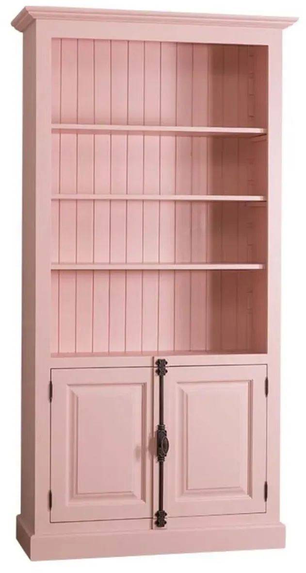 Casa Padrino Landhausstil Bücherschrank Rosa 109 x 40 x H. 210 cm - Landhausstil Wohnzimmerschrank