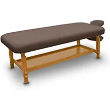 quirumed - Massageliege Holz | Höhenverstellbar | Abnehmbarer Kopf & Armlehne | Wasser- & Ölbeständig | Massageliege Klappbar, Braun, 210 x 78 cm, Holz, Kunstleder