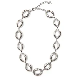 Collier FIRETTI "Halsschmuck Gliederkette", grau (metallfarben), Halsketten, Damen, Metall, L: 48cm B: 18mm, B:18mm