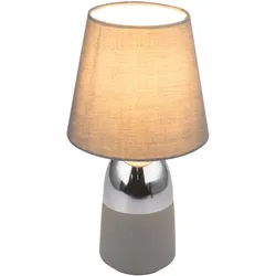 Design Nacht Tisch Lampe grau Schlaf Wohn Zimmer Textil Touch Lese Leuchte Chrom