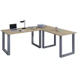 VCM my office Lona Schreibtisch sonoma-eiche rechteckig, U-Fuß-Gestell silber 220,0 x 80,0 cm