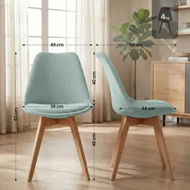 CLP Esszimmerstuhl Linares Cord türkis 4er Set