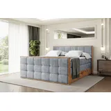 Boxspringbett mit Matratze, Topper, Polsterbett mit Bettkasten LOLLI7-Z KING - 180x200 - Grau Casablanca