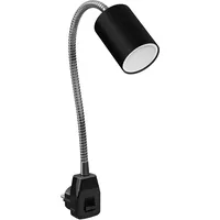 Ledscom.de GU10 Steckdosenlampe WAIKA Schwanenhals, Schalter, schwarz inkl. GU10