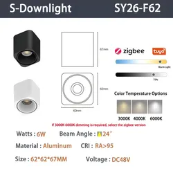 6mm Intelligente Zigbee-Spotlights Schwarz Typ S 6W
