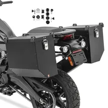 OEM Aluminium-Seitentaschen 2x41l für Motorrad Schwarz
