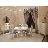 Runder Esszimmer Rund Tisch Holz Tische Runde Klassisch Barock Rokoko 150cm Neu - Weiß