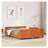 vidaXL Massivholzbett ohne Matratze Wachsbraun 150x200 cm Kiefernholz