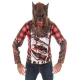 CHAKS Verkleidungsmaske Werwolf Halloween Kostüm für Herren 2-tlg., Shirt