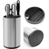 PWGHWG Messerblock Ohne Messer, Edelstahl Messerblock Leer, Universal Messerhalter Unbestückte Messerblöcke, Runder Knife Block, Knife Holder für Alle Küchenmesser