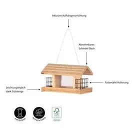 Dehner Natura Premium Futterhaus Aosta, ca. 17.5 x 19 x 28 cm, Hellbraun