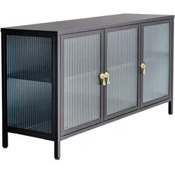 riess-ambiente Sideboard AMSTERDAM - 105cm schwarz gold Riffelglas Metall Vitrine Schrank Modern