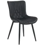 DELUKE® Stuhl KELCE Kunstleder - 80,5x50x62cm, schwarz, Metall Gestell Stühle Esszimmerstühle Stuhl Esszimmer Esstisch Stühle Küchenstuhl