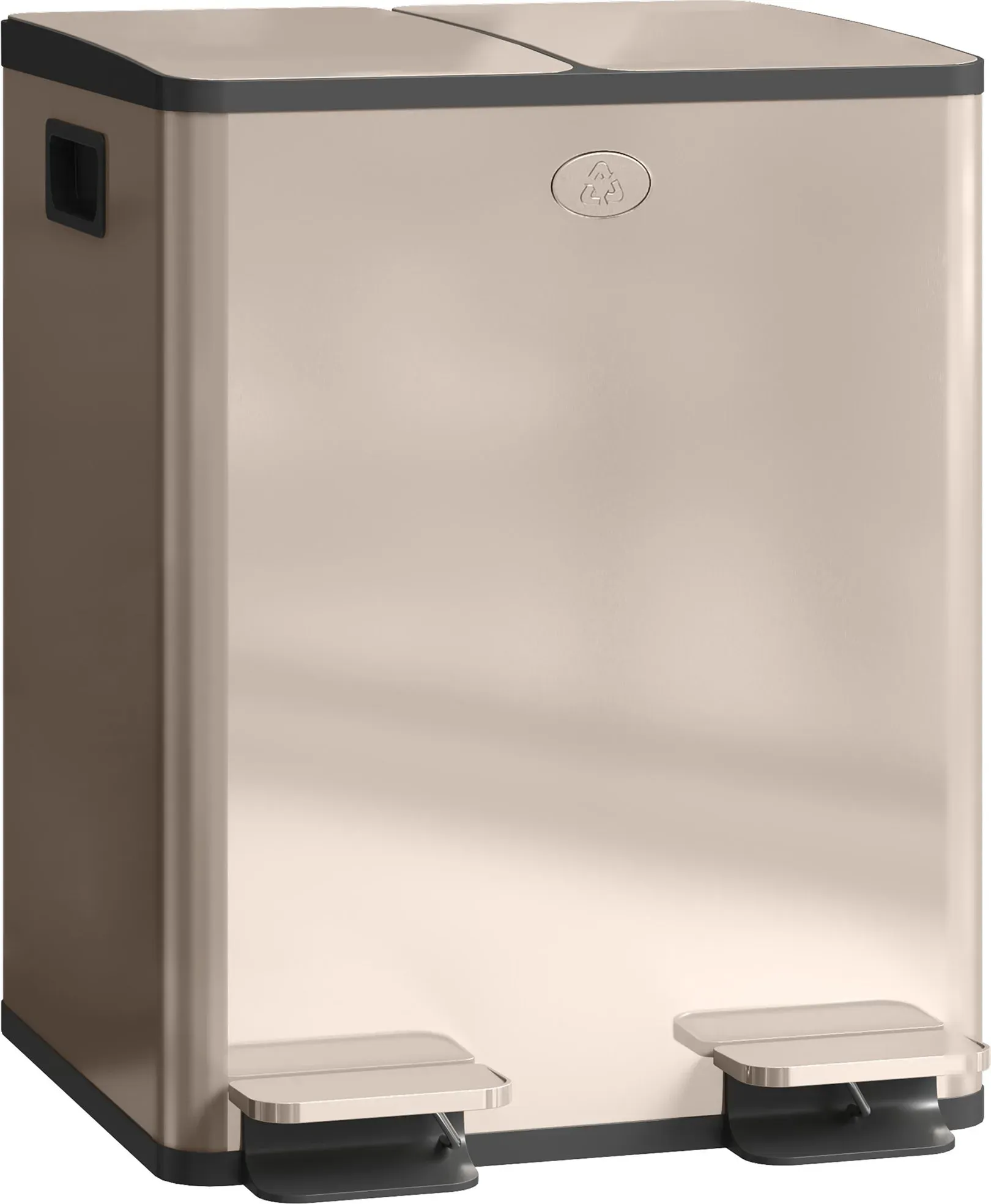 HOMCOM Doppel-Mülleimer 2 x 20 l, Edelstahl-Pedal-Mülleimer, herausnehmbare Inneneimer, Soft-Close-Deckel mit Offenhaltefunktion, fingerabdruckresistent, Gold   Aosom