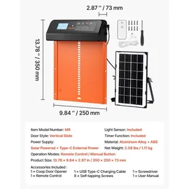 Vevor Hühnerklappe 350 x 250 x 73 mm Orange