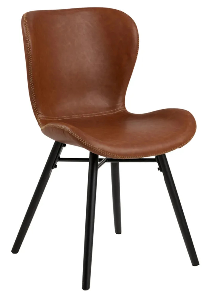 Actona Batilda -A1 Esszimmerstuhl Rubberwood/Leder look - matt schwarz