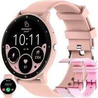 Damen-Smartwatch mit Telefonfunktion, 5ATM wasserdichter 1,39-Zoll-Touchscreen, 123 Sportmodi, Damen-Fitness-Tracker-Uhr für Android iOS - Rosa