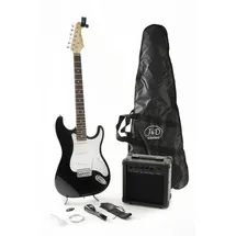 J & D ST Rock Guitar Einsteiger Set mit schwarzer ST-Stil E-Gitarre, Verstärker, Stimmgerät, Gigbag, Kabel, Gurt, Plektren, Saiten
