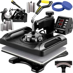 VEVOR 8 in 1 Transferpresse 29 x 38 cm Hitzepresse Heißpressmaschine DIY T-Shirtpresse mit digitaler LED-Temperatur- und Zeitkontrolle für Sublimation
