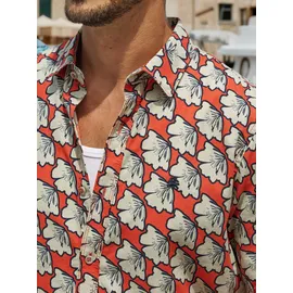 Lerros Kurzarmhemd floral rot 3XL