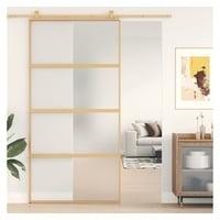 vidaXL Haustür Schiebetür Golden 102,5x205 cm Matt ESG-Glas und Aluminium (1-St)